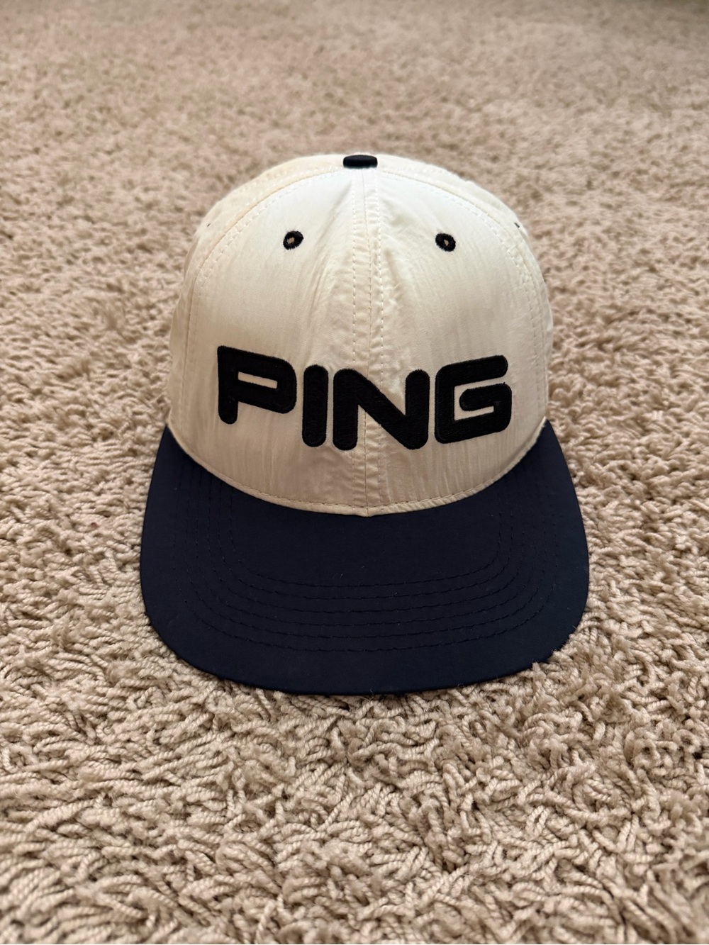 Vintage 90s PING Golf Spell Out Leather Strapback Cap Made In USA